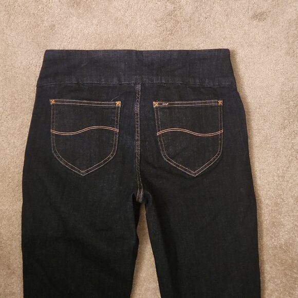 Lee Sculpting Mid-Rise Slim-Fit Skinny Leg Pull-On Jeans Size 12 Long Dark Wash - Picture 5 of 8